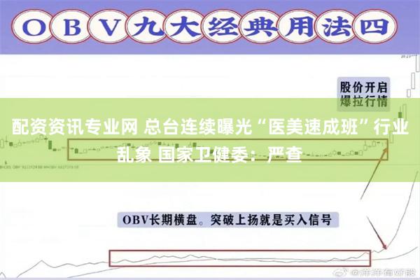 配资资讯专业网 总台连续曝光“医美速成班”行业乱象 国家卫健委：严查
