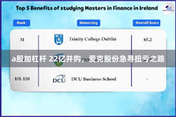 a股加杠杆 22亿并购，爱克股份急寻扭亏之路