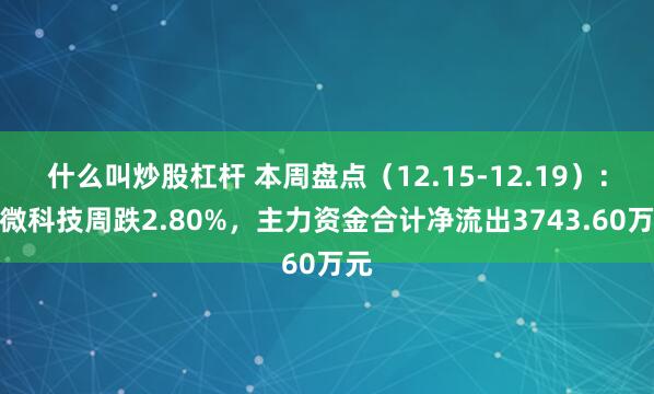 什么叫炒股杠杆 本周盘点（12.15-12.19）：纳微科技周跌2.80%，主力资金合计净流出3743.60万元