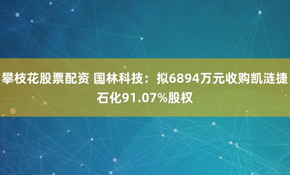 攀枝花股票配资 国林科技:拟6894万元收购凯涟捷石化91.07%股权